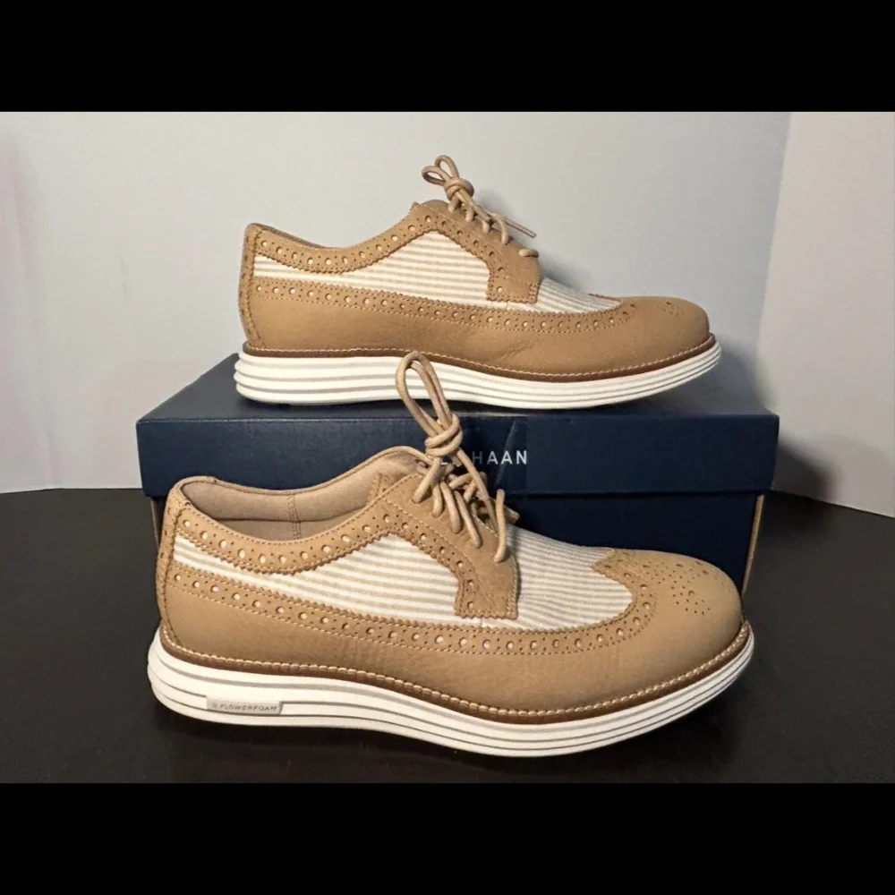 Cole Haan ØriginalGrand Remastered Longwing Oxford Shoes Sesame/Ivory Mens 8.5W